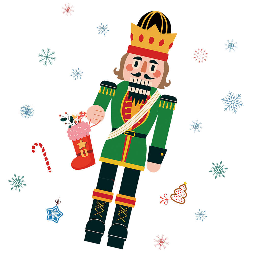 Snowflake Window Decal - Christmas Nutcracker Snowflake Stickers Self Adhesive