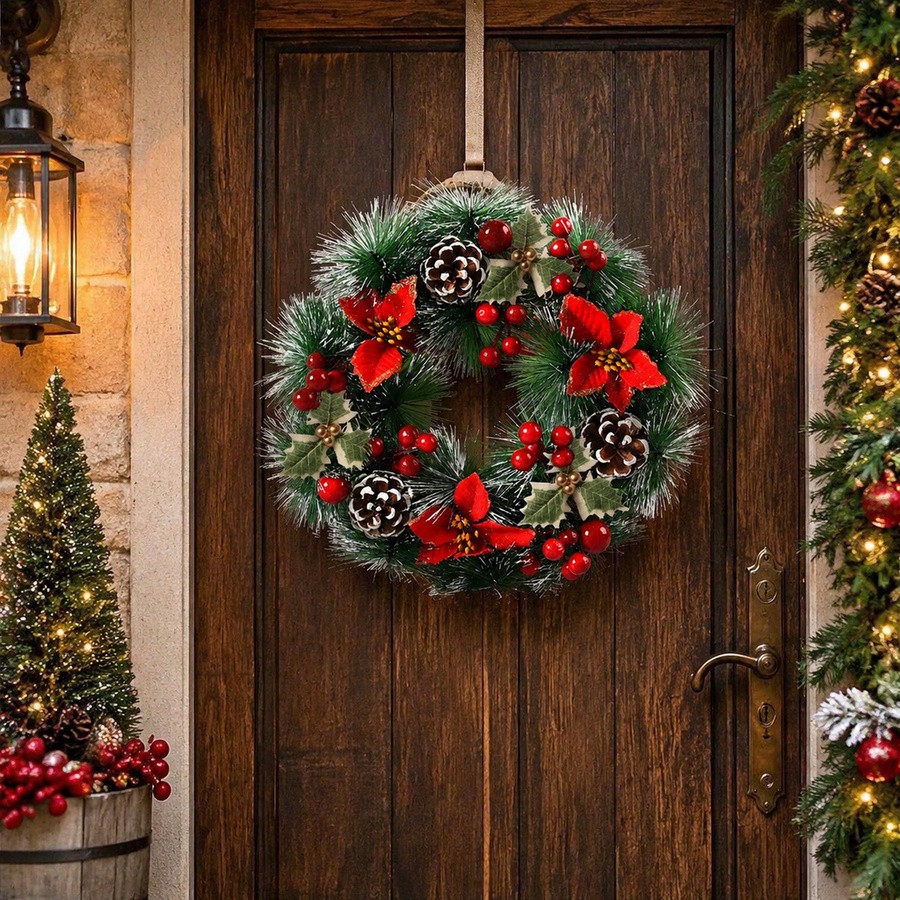 1Pc Christmas Wreath for Front - огляд і ціна Christmas Wreath Fake