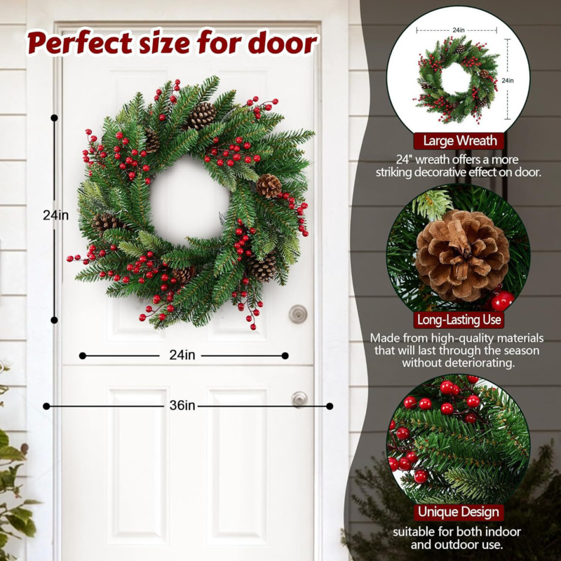 50cm Artificial Christmas Wrea - огляд і ціна Christmas Wreath Fake