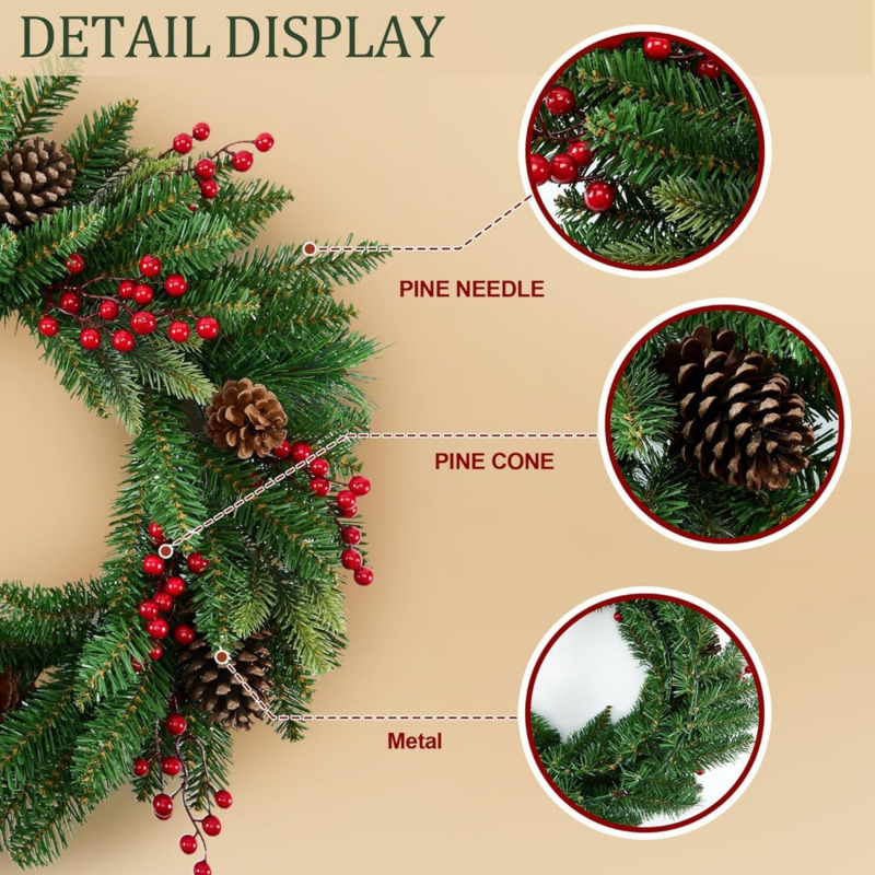 50cm Artificial Christmas Wrea - огляд і ціна Christmas Wreath Fake