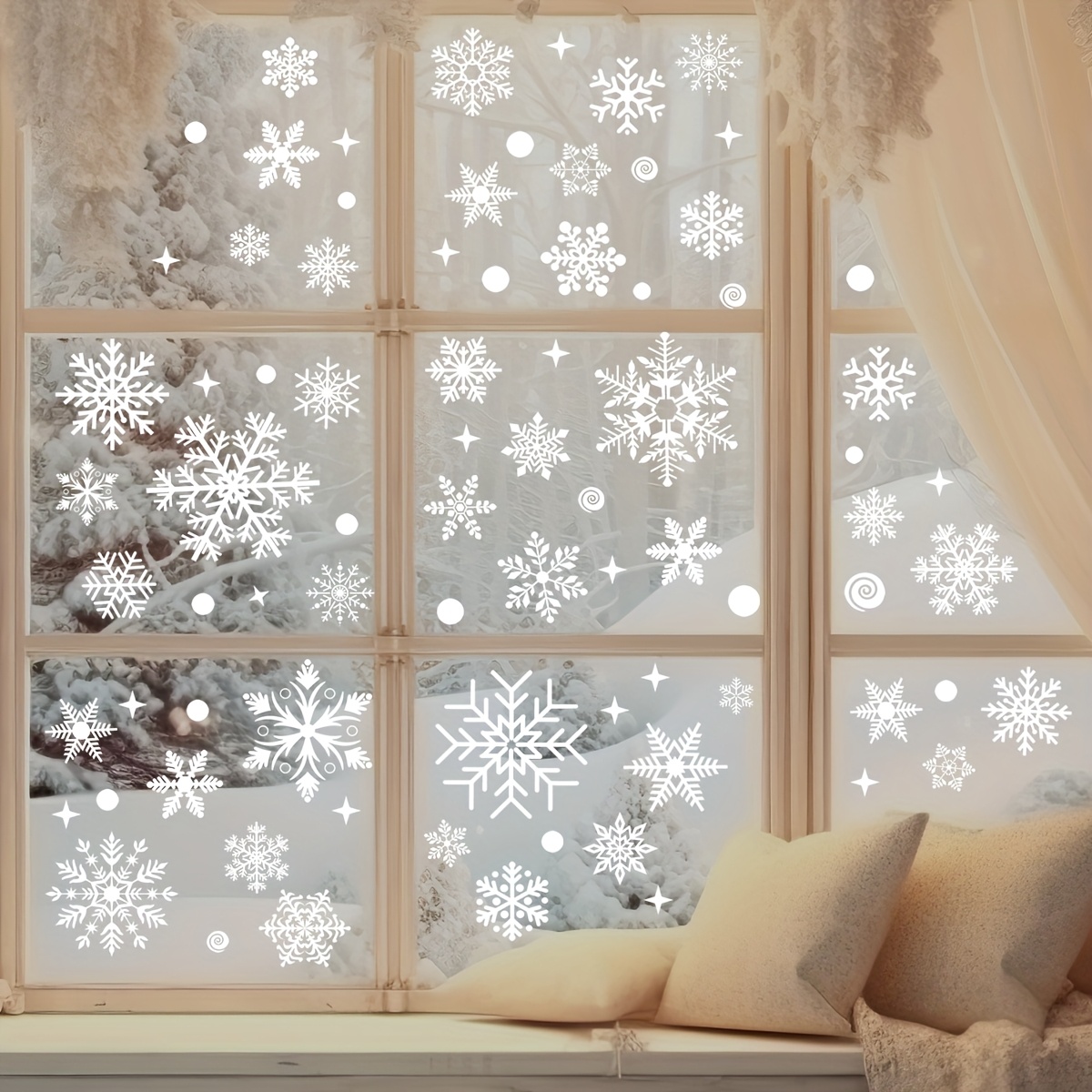 4 sheets Christmas Window Stic - огляд і ціна Snowflake Window Decal