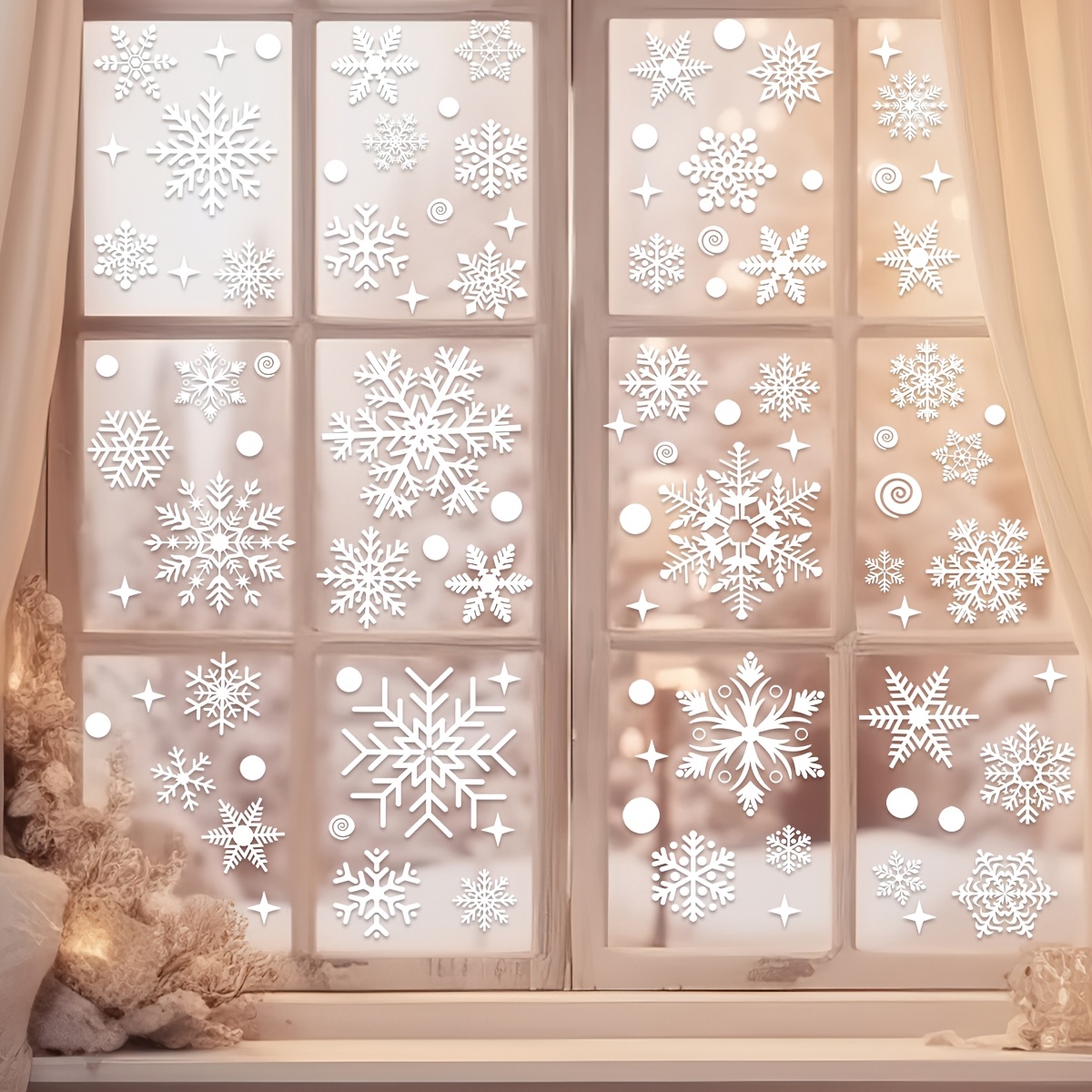 4 sheets Christmas Window Stic - огляд і ціна Snowflake Window Decal