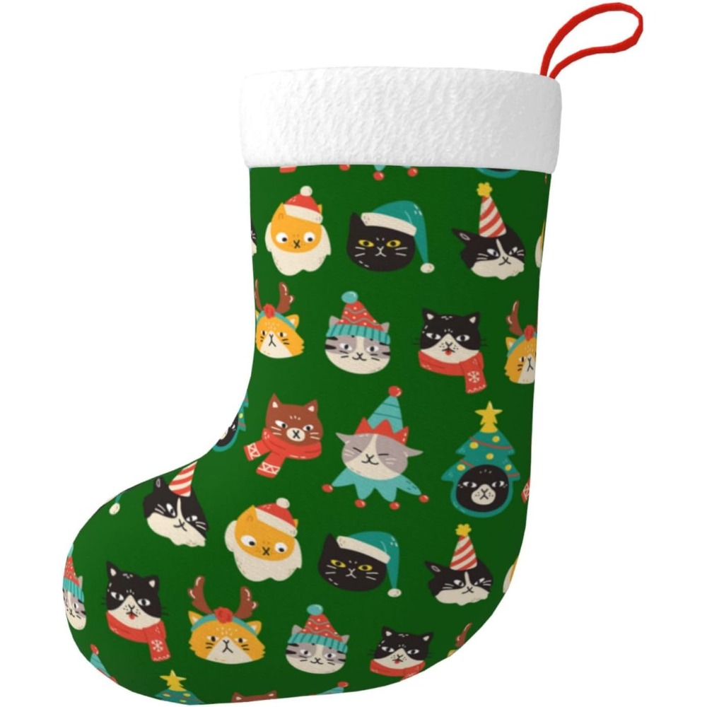 Cute Cats Green Christmas Stoc - огляд і ціна Christmas Stocking Hanging