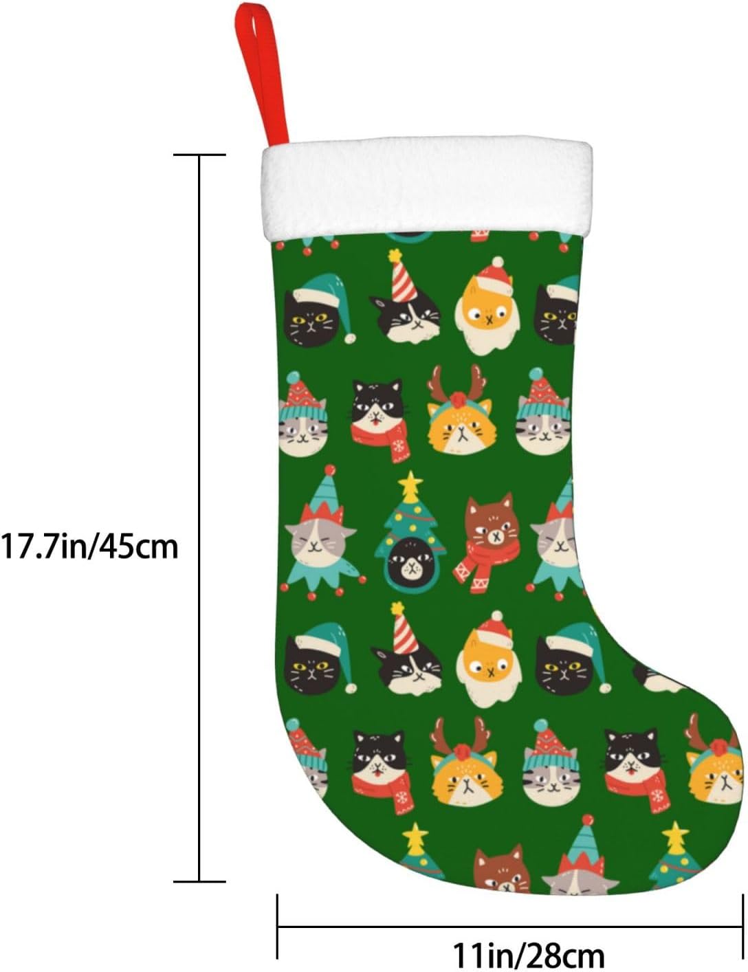 Cute Cats Green Christmas Stoc - огляд і ціна Christmas Stocking Hanging